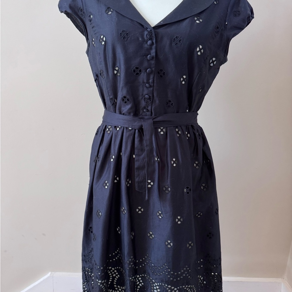 Elegant Black Eyelet Dress